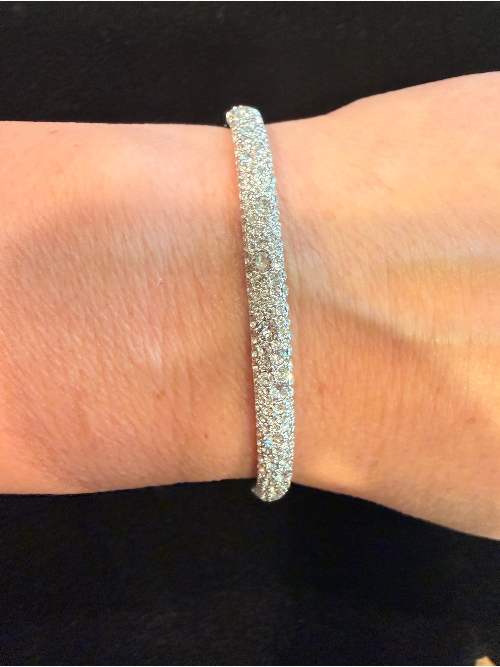 Swarovski Silver Crystal Pavé Slim Bangle Bracelet